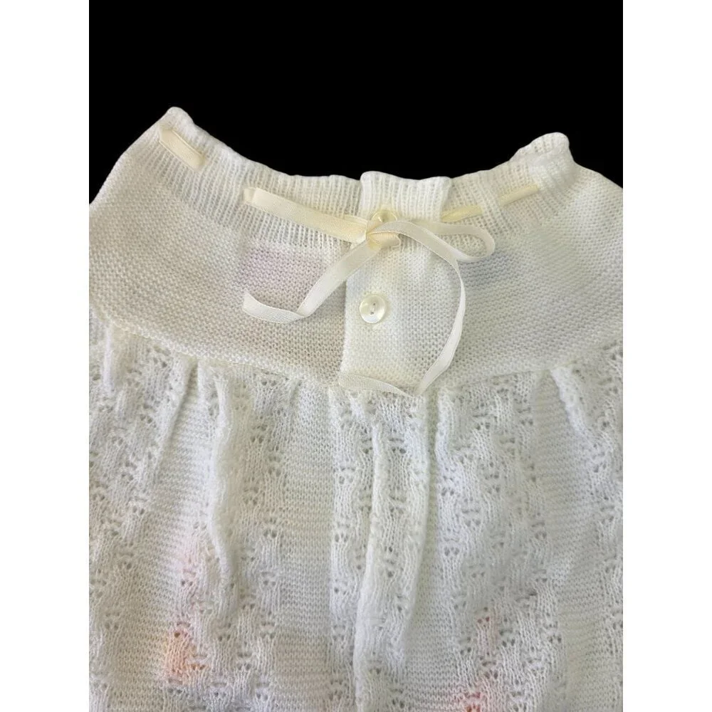 Love Spun by Celebrity 60/70s Baby Dress Newborn L Embroidery White Knit Acrylic